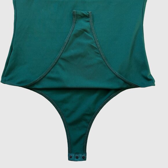 Women's Square Neckline Bodysuit  - Forest Green - Medium - Picture 5 of 6
